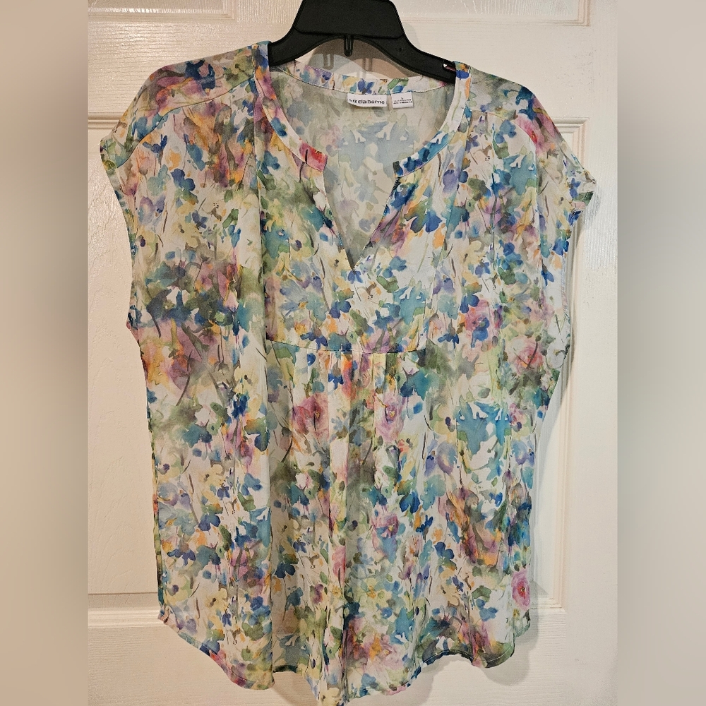 Liz Claiborne Pink Blue Blouse Casual